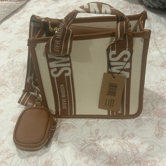 Steve Madden- Bwebberc Creme/Brown Satchel - Picture 1 of 13